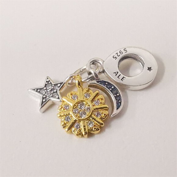 Pandora Two-tone Celestial Triple Dangle Charm - Picture 3 of 4